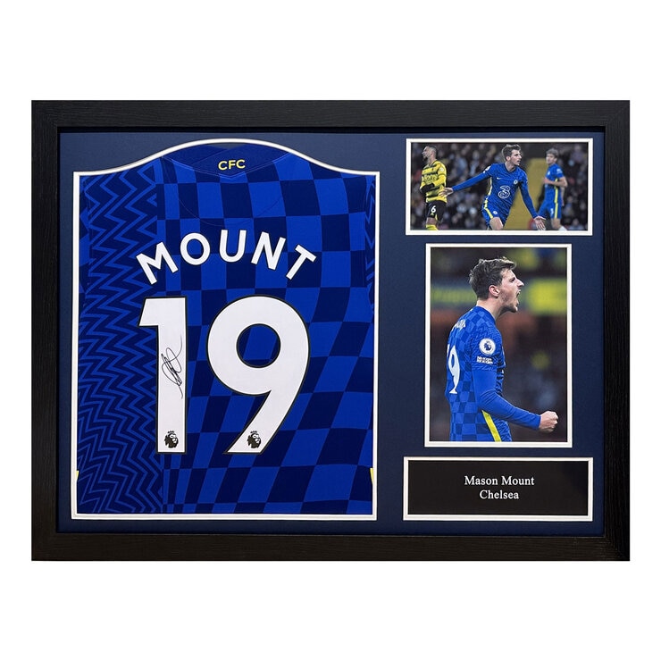 Mason Mount Signed Framed Chelsea Football Shirt Mason Mount Signed Framed Chelsea Football Shirt