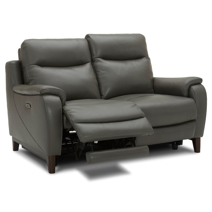 Kuka Barrett 2 Seater Grey Leather Power Reclining Sofa with Power