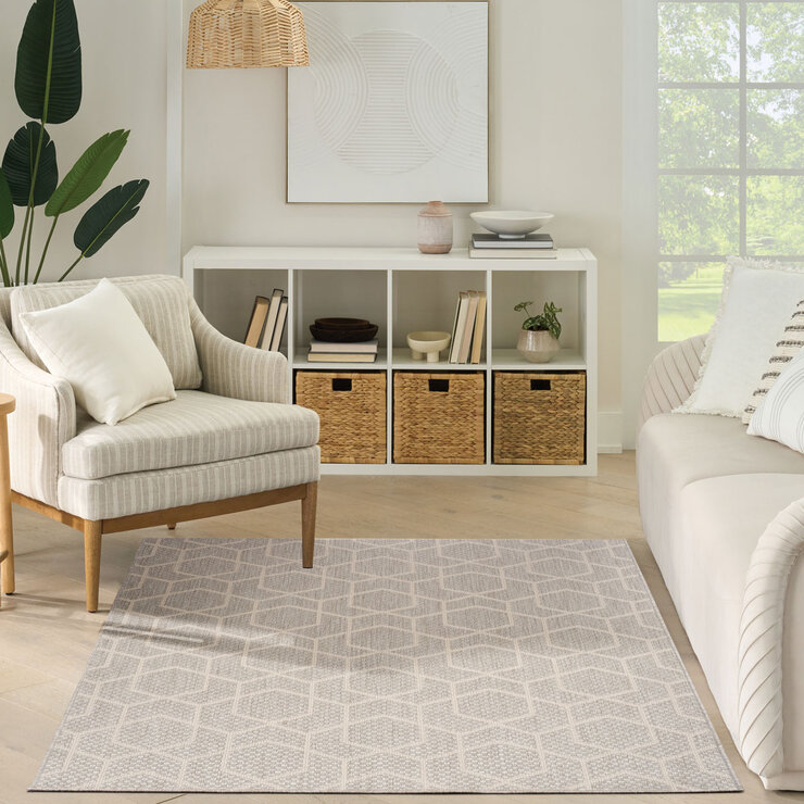 Nourison Horizon Geometric Grey Indoor Outdoor Rug, in 2 Sizes