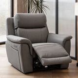 Oscar Grey Leather Power Reclining Armchair with Power Headrest