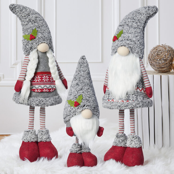 14 Inch 37 1cm Set Of 3 Decorative Christmas Gnomes Costco Uk