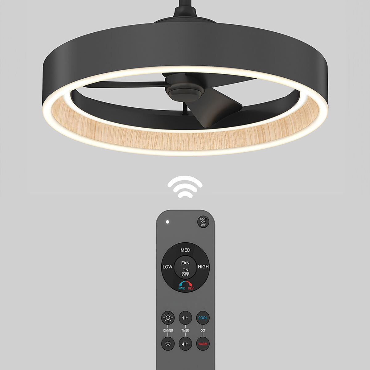 Artika Alton 24" (61cm) Wood Accent Fan Light with Remote Control