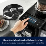 Lifestyle images of De'Longhi Rivelia Bean-to-Cup Coffee Machine 16 one touch black and milk based coffees