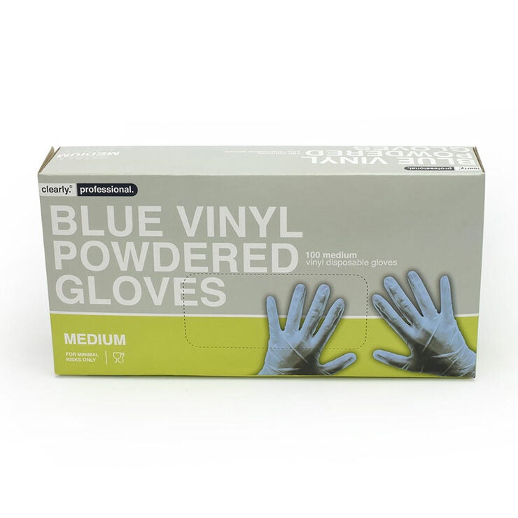 BLUE VINYL POWDERED GLOVES BLUE VINYL POWDERED GLOVES
