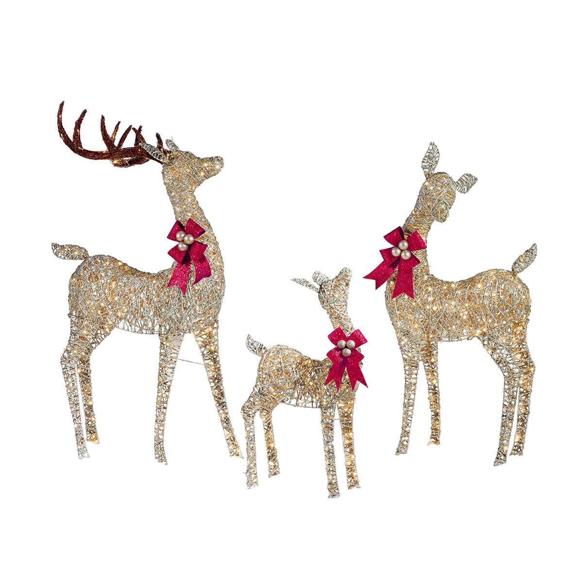 Indoor/Outdoor Christmas Reindeer Family - Set of 3 with LED Lights