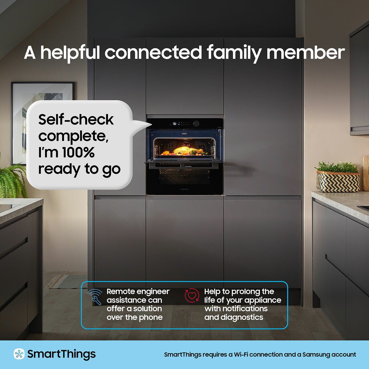 Samsung Series 4 Dual Cook Flex NV7B45305AK/U4 76L Smart Oven, A+ Rated in Clean Black