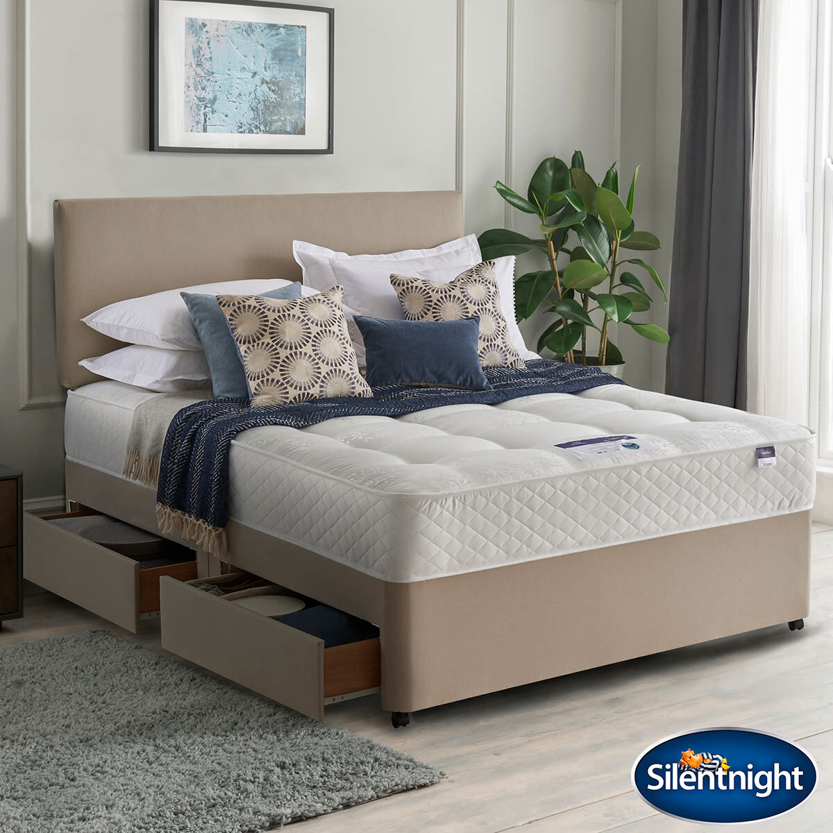 Silentnight Bexley Eco Miracoil Ortho Mattress & Divan in Sandstone, King Size