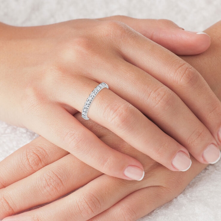 0.50ctw Round Brilliant Cut Diamond Half Eternity Ring, 18ct White Gold