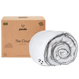 Rolled duvet infront of brown box packaging