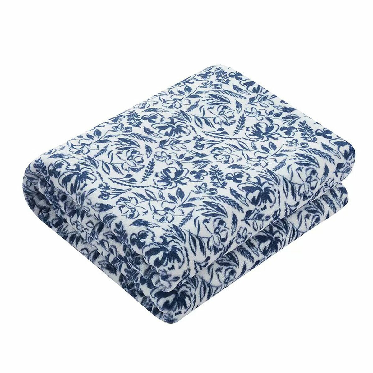 Monte & Jardin Printed Velvet Throw in Blue Floral, 152 x 177 cm