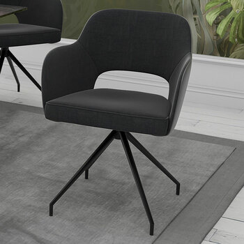 AKANTE Chicago Charcoal Swivel Dining Chair, 2 Pack