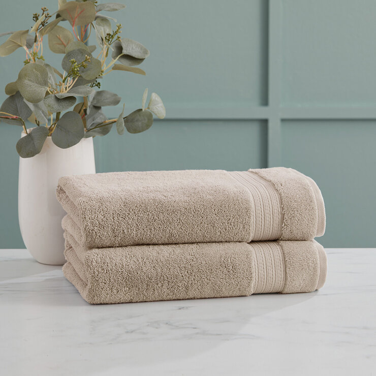 Grandeur 100% Cotton Bath Towels, 2 Pack, in 2 Colours