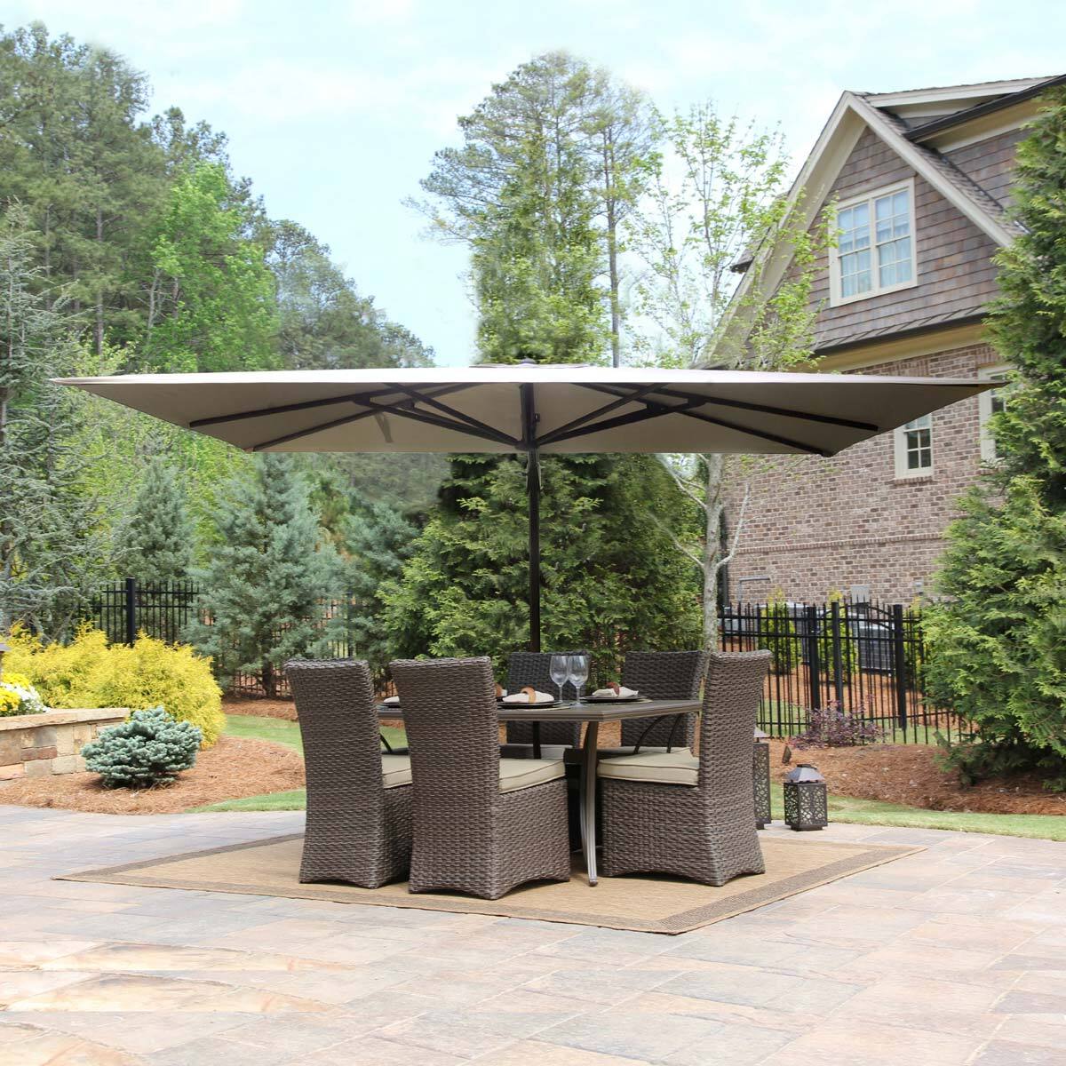 Seasons Sentry 10 x 13ft (3 x 4m) Offset Cantilever Umbrella With Base