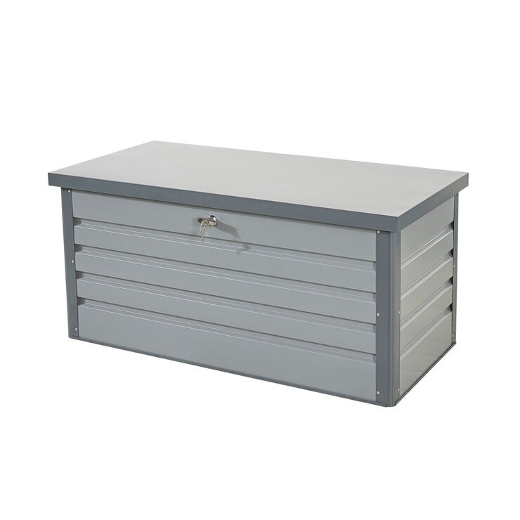 Stone Garden 4ft 3" x 2ft 2" (1.3m x 0.65m) 300 Litre Steel Outdoor Storage Deck Box in Grey