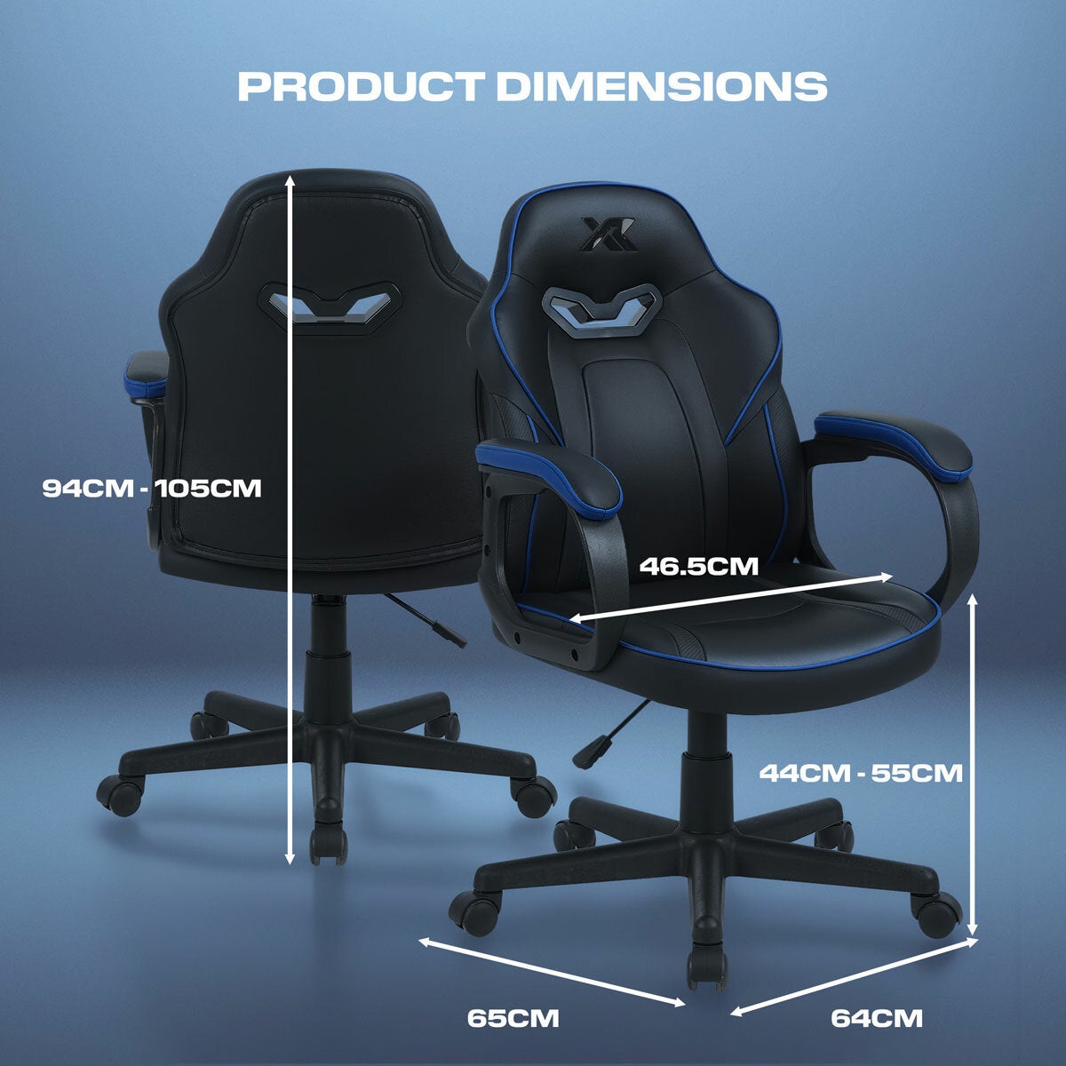 X Rocker Mythos Mid-Back Gaming Chair, Black/Blue