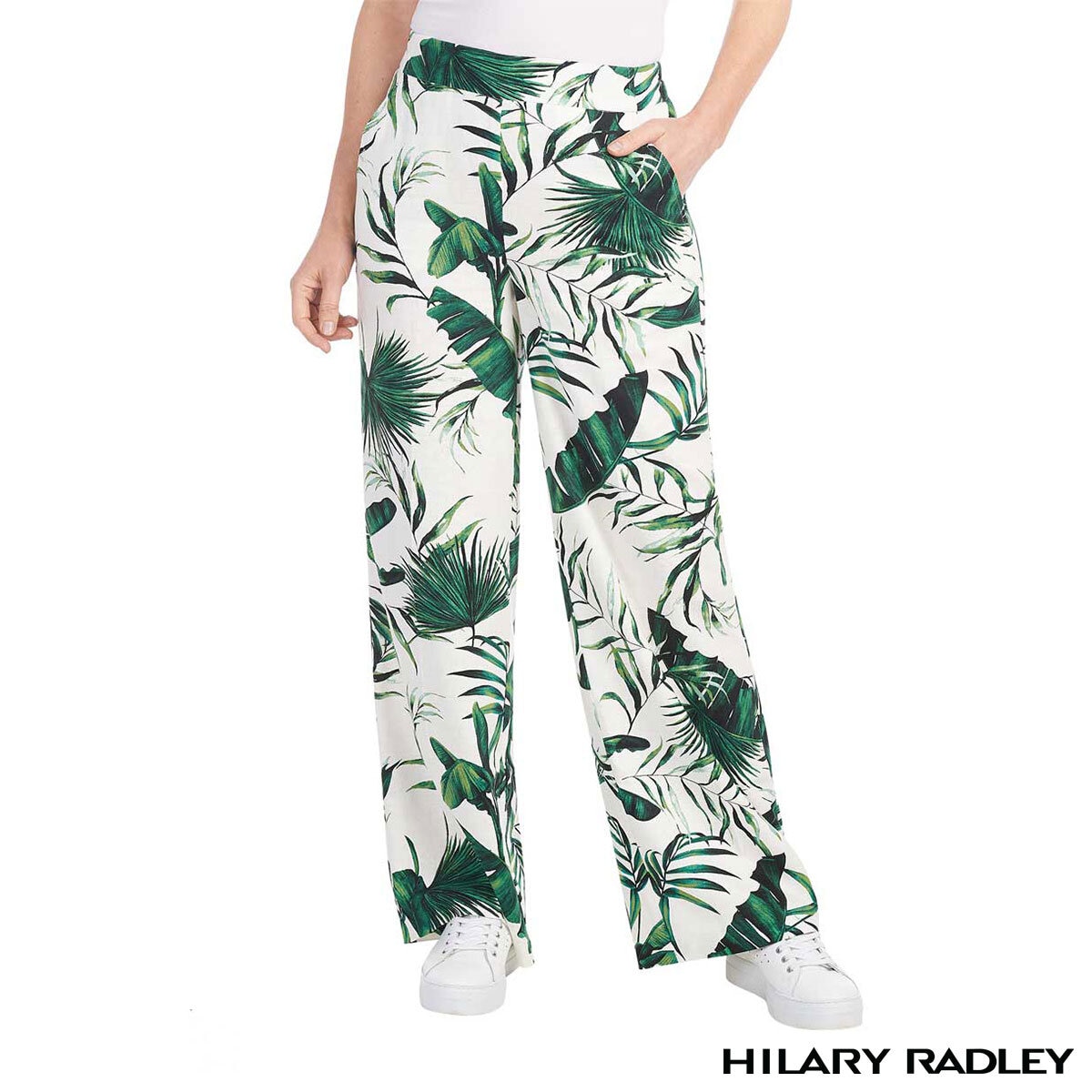 Hilary Radley Wide Leg Pant in Green Off White Costco UK