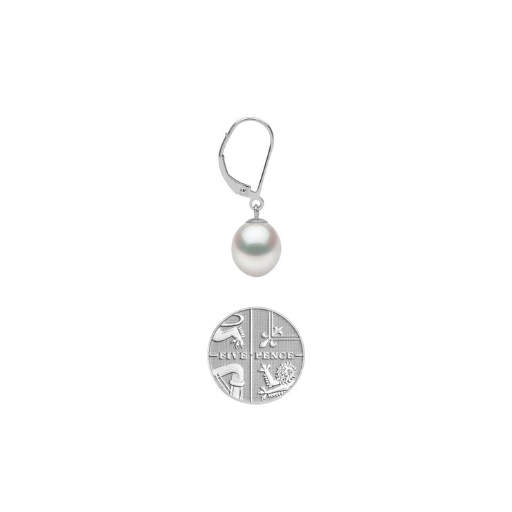 9mm Cultured Freshwater White Pearl Earrings, 18ct White Gold 9mm Cultured Freshwater White Pearl Earrings, 18ct White Gold