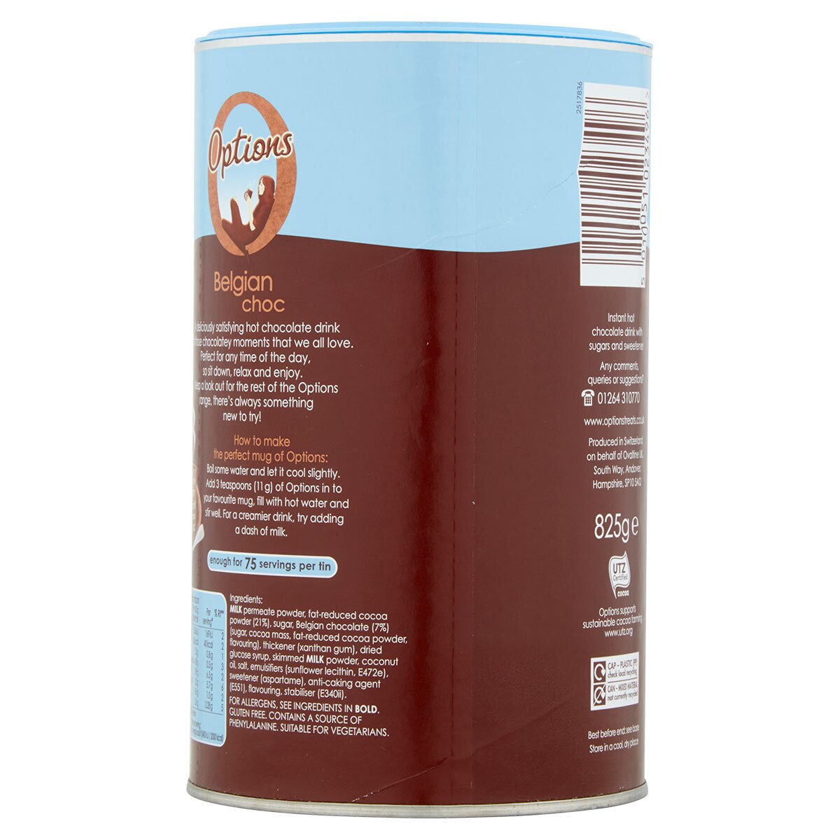 Options Instant Hot Chocolate Drink, 825g