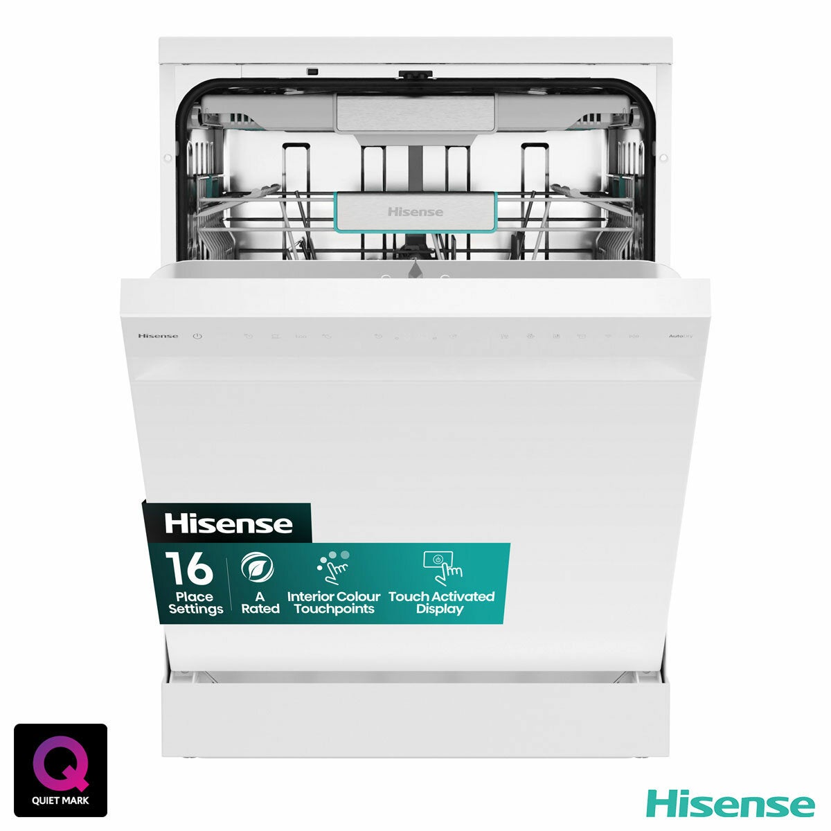 Hisense HS673A90WUK, 16 Place Settings Dishwasher, A Rated in White Hisense HS673A90WUK, 16 Place Settings Dishwasher, A Rated in White