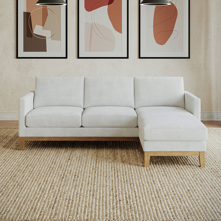 Henredon Murphy Cream Fabric Corner Sofa with Reversible Chaise