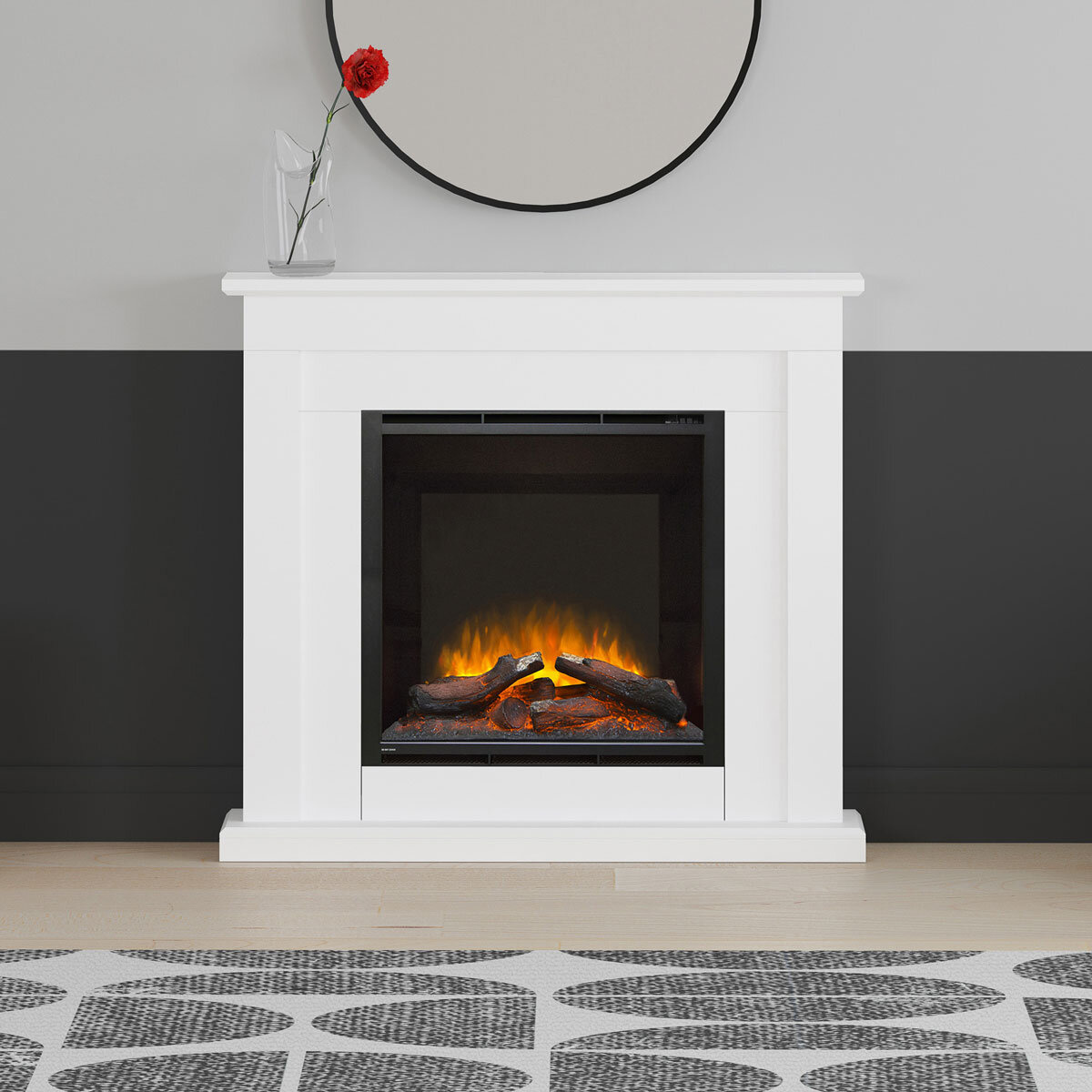 Flare Beadnell Electric Fireplace Suite in White, 2kW C...