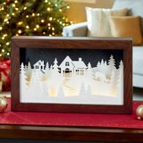 Winter Scene in Wooden Frame