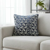Malini Cassia Navy Velvet Feather Fill Cushion, 50 x 50 cm