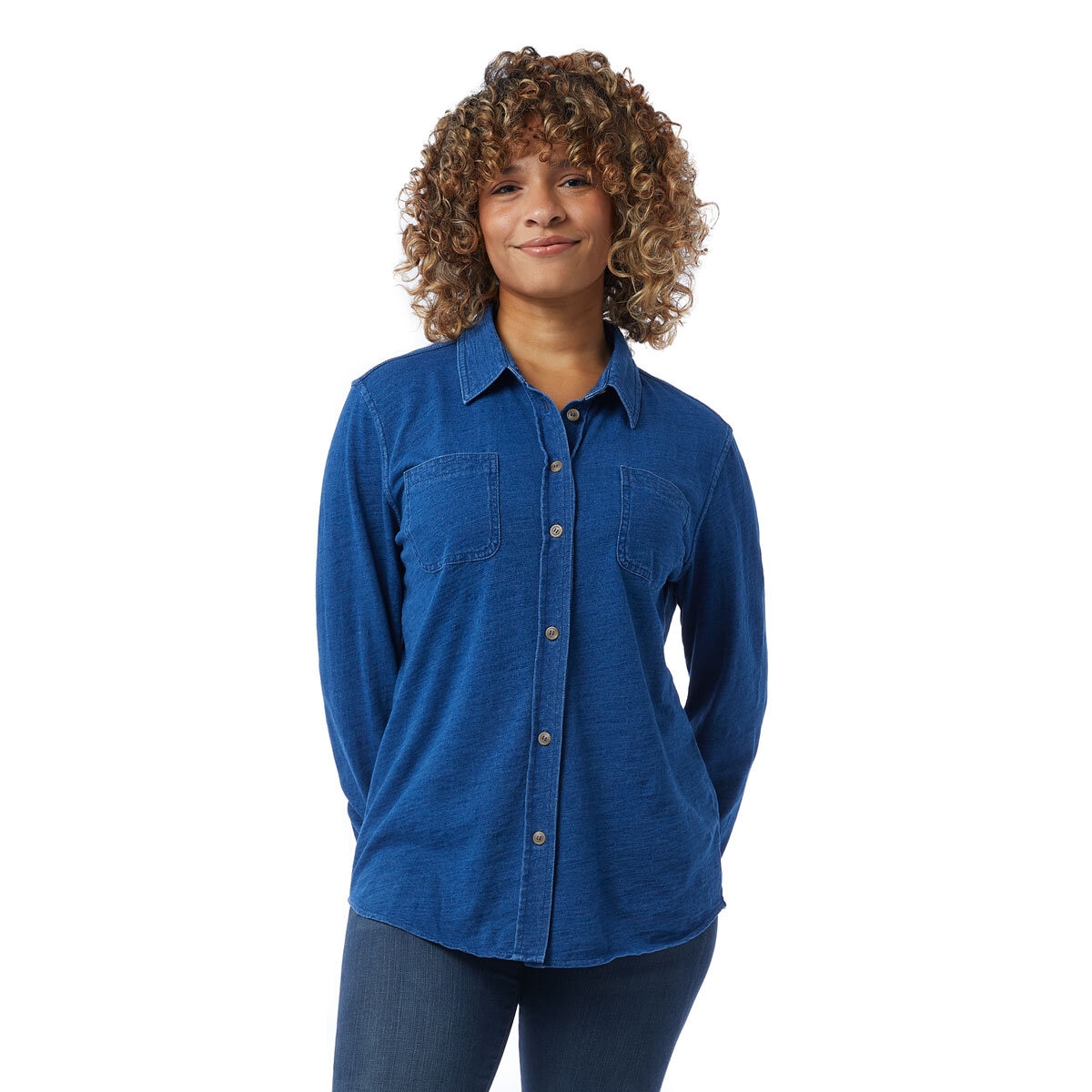 32 Degrees Stretch Cotton Shirt in Denim Blue