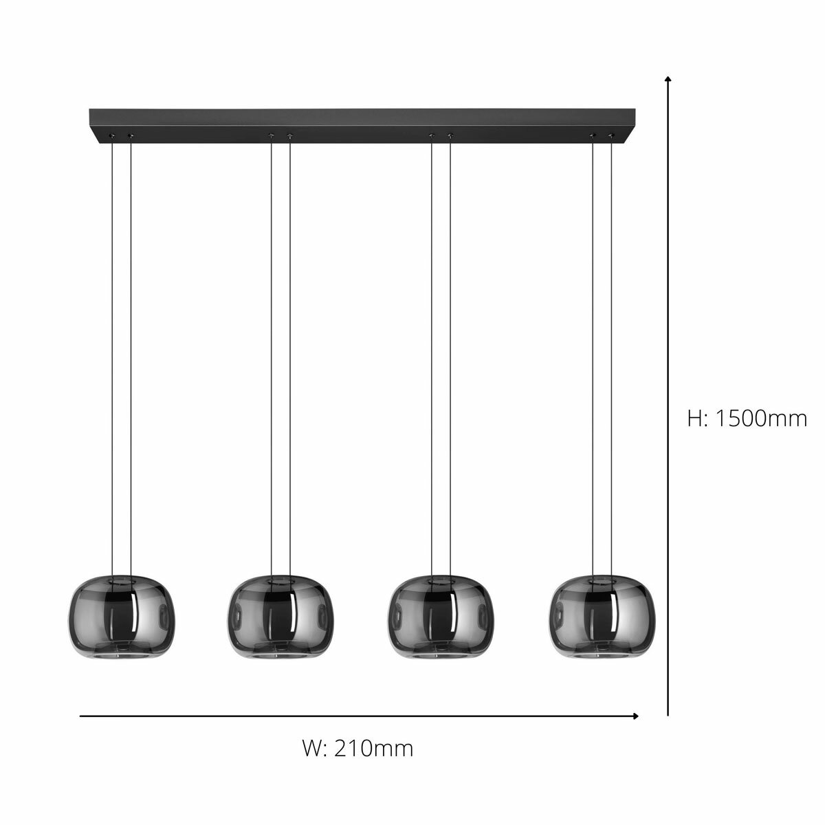 EGLO Hortunas Linear Pendant Refined Smoked Black Glass 4-Light Pendant