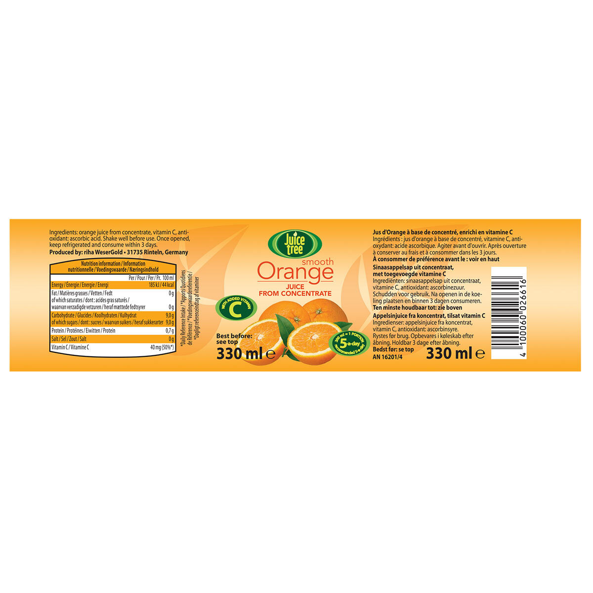 Juice Tree Orange Juice, 12 x 330ml