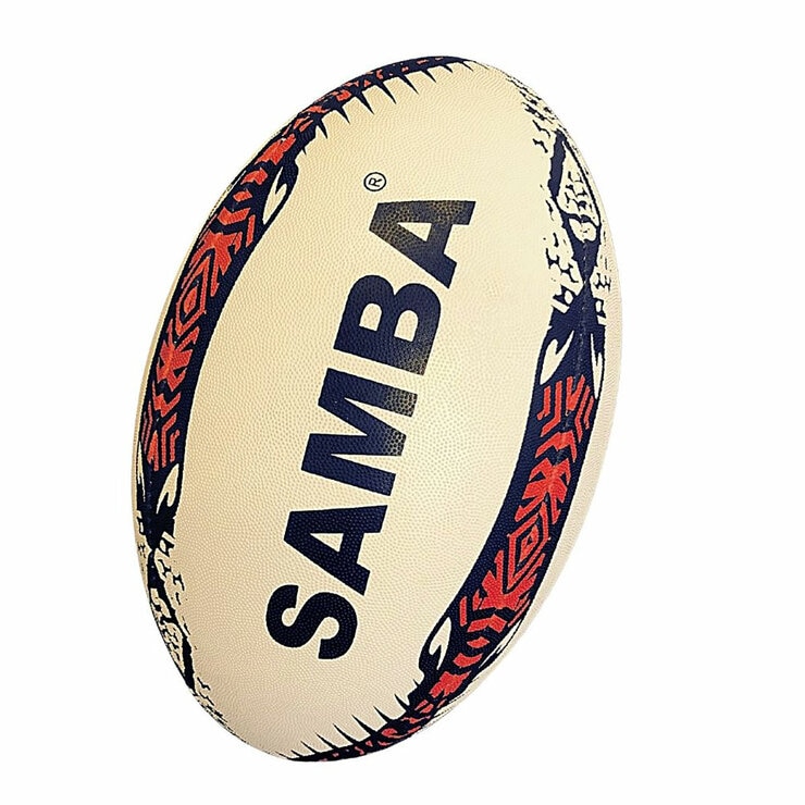 Studio image of the front of the samba rugby ball