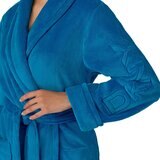 DKNY Shawl Collar Long Plush Robe in Blue, Medium