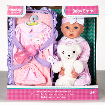 18 Inch (45.7 cm) Baby Emma Doll With 5 Accessories and Plush Toy Playset  (2+ Years)