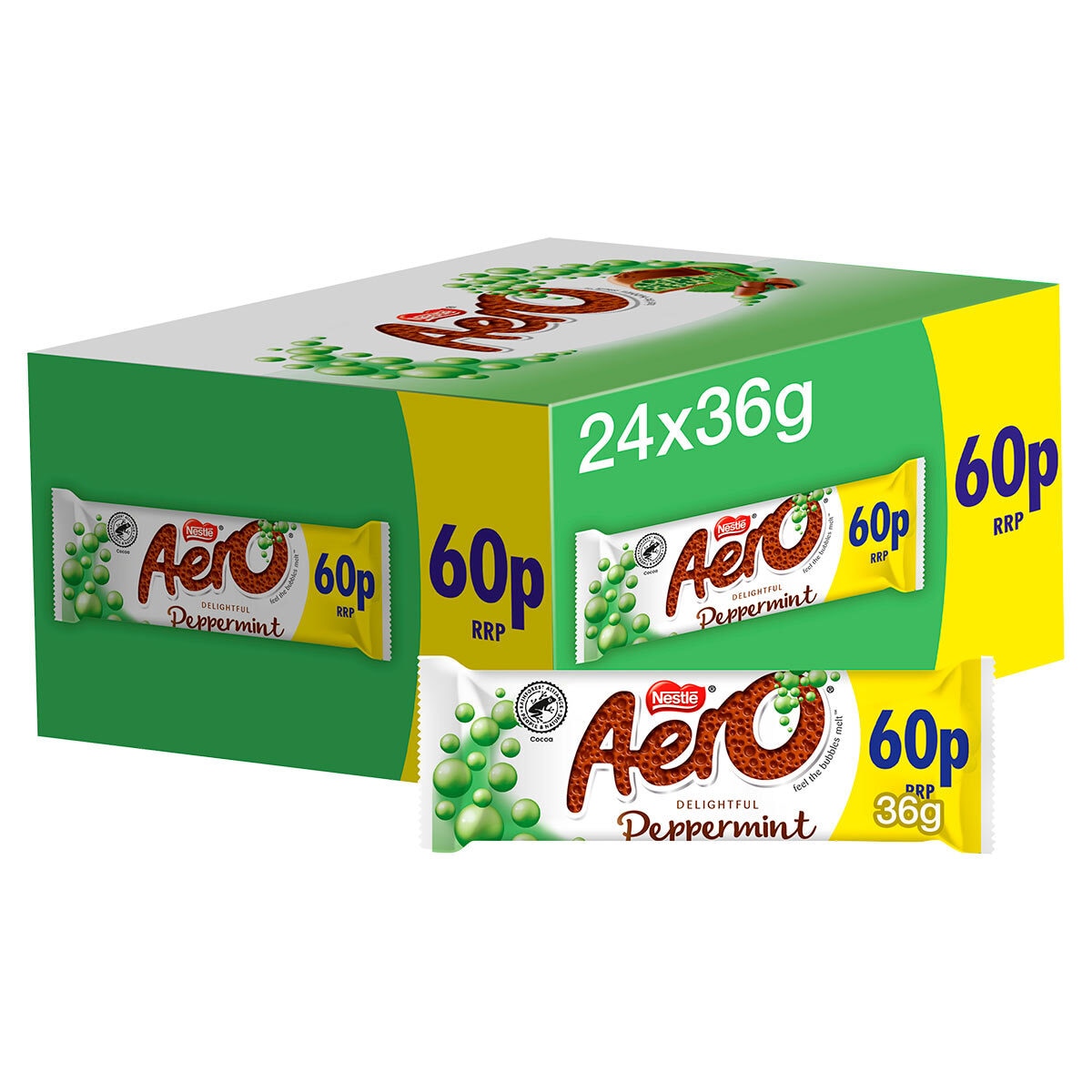 Nestle Aero Bubble Peppermint Chocolate Bars, 24 x 36g