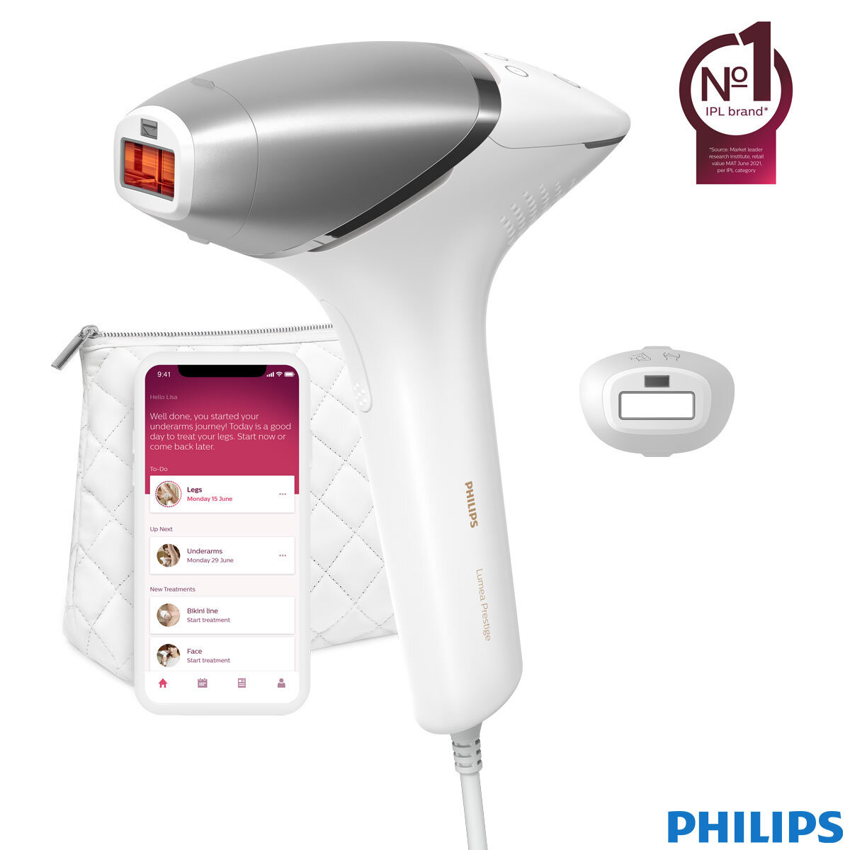 Image of Philips Lumea IPL with attachments and app