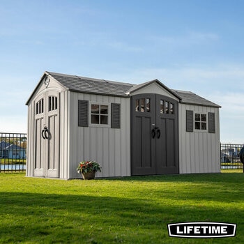 Lifetime 15ft x 8ft (4.5 x 2.5m) Dual Entry Outdoor Storage Shed - Model 60410