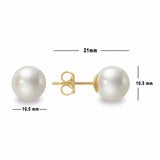 10.5-11mm Cultured Freshwater White Pearl Earrings, 14ct Yellow Gold 10.5-11mm Cultured Freshwater White Pearl Earrings, 14ct Yellow Gold