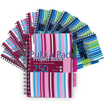 Pukka Pads A5 Wirebound Project Books 80gsm 250 Pages  - Pack of 12 Pads