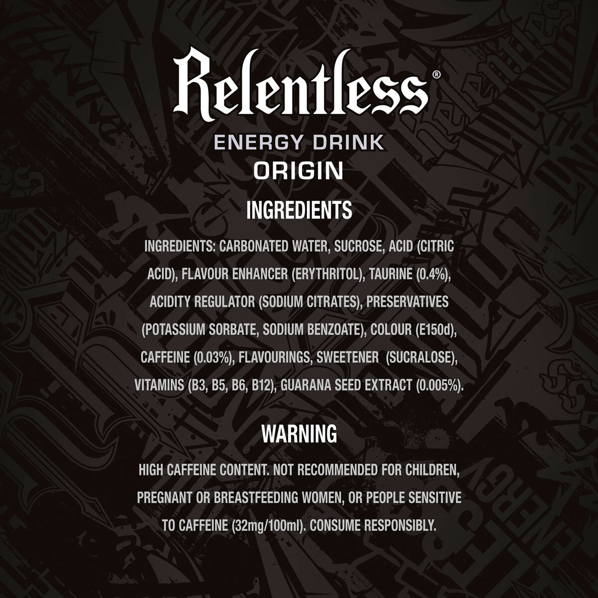 Relentless Origin Energy PMP £1.19, 12 x 500ml