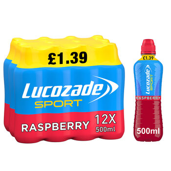 Lucozade Sport Raspberry PMP £1.39, 12 x 500ml