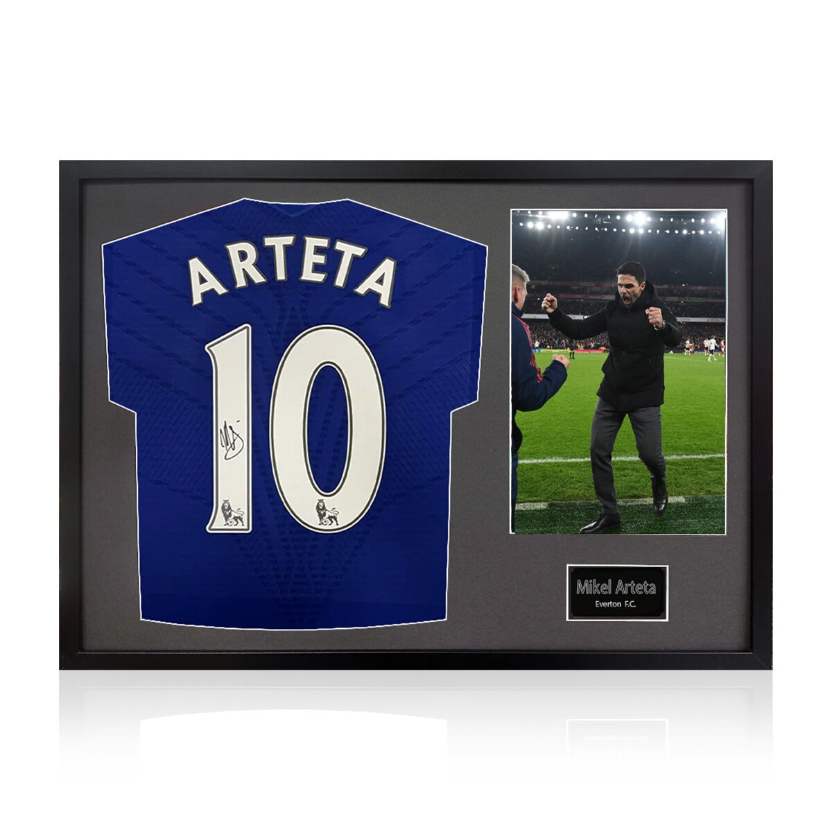 Mikel Arteta Signed Framed Everton Football Shirt including 1 Photo in 2 Options: White or Black Mount