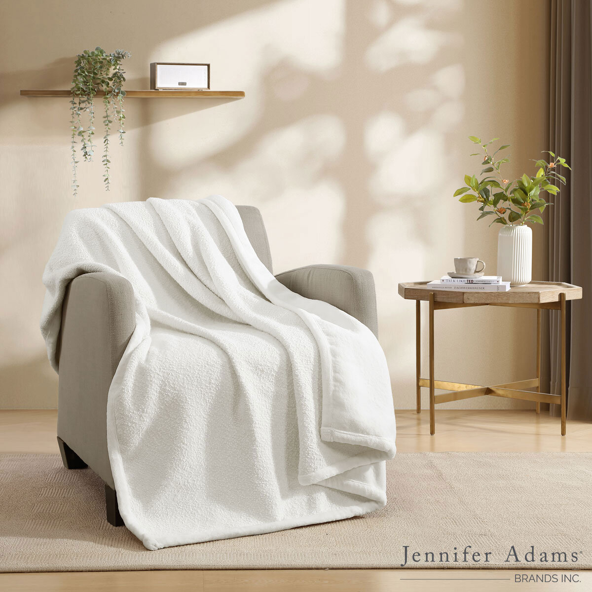 Jennifer Adams Luxe Reversible Boucle Throw, 152 x 178 cm