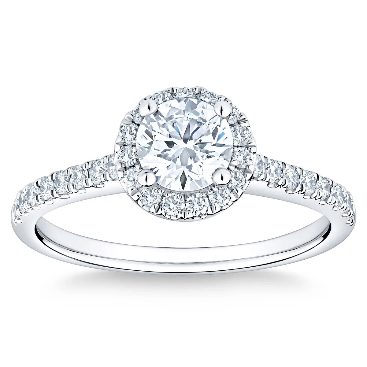 1.00ctw Round Brilliant Cut Diamond Halo Ring,14ct White Gold