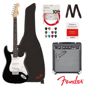 Squier® Stratocaster by Fender® Electric Guitar Bundle in Black