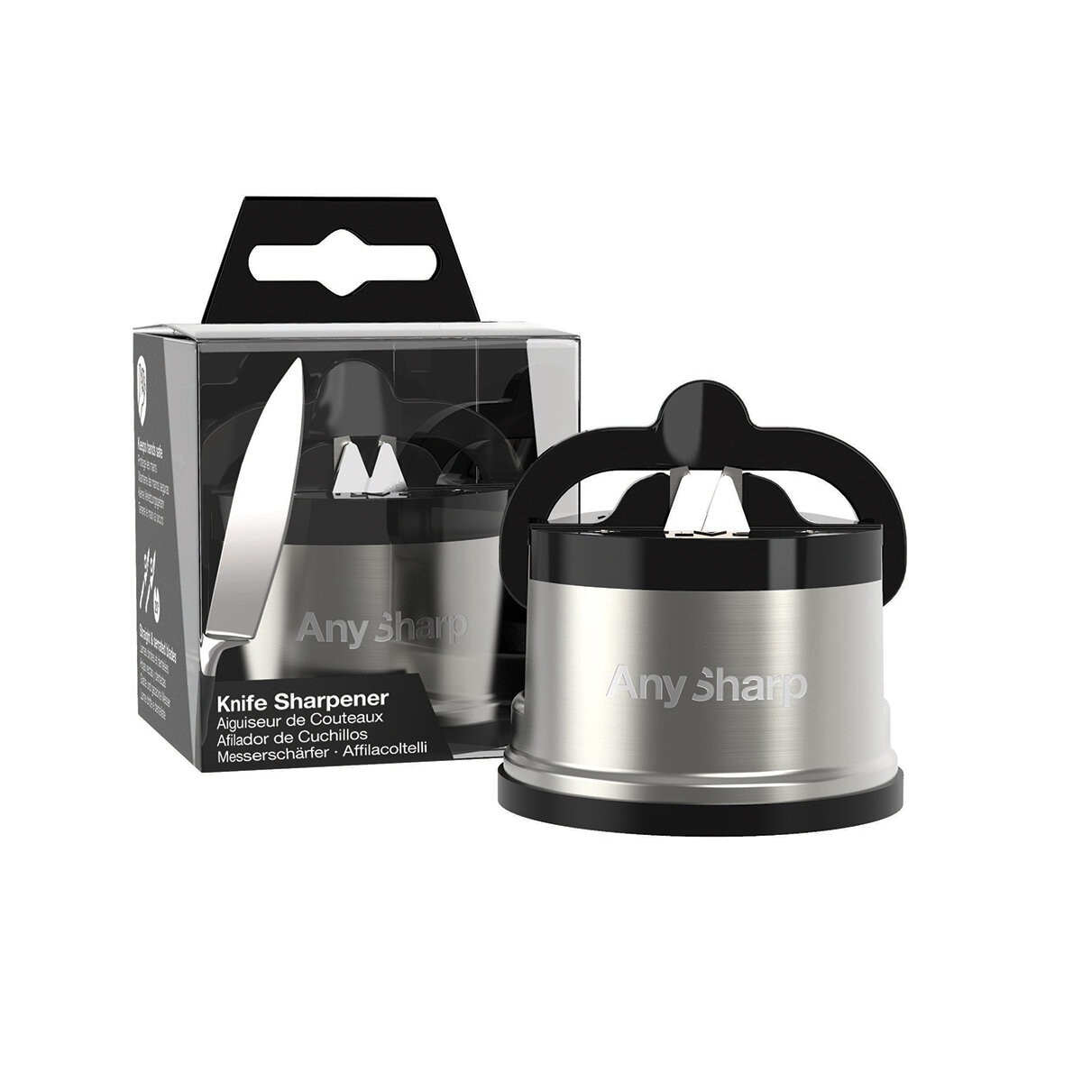 Anysharp Pro Metal Knife Sharpener with Suction, 2 Pack in Silver