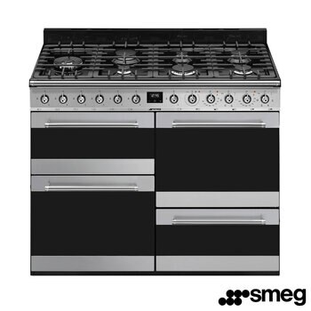 Smeg SYD4110-1 110cm Symphony Dual Fuel Range Cooker, A Rated in Stainless Steel