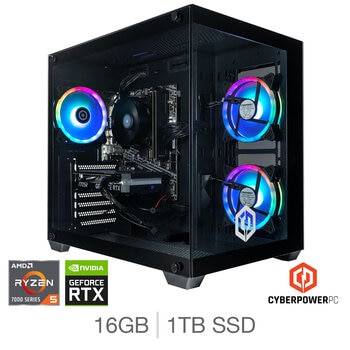 Cyberpower, AMD Ryzen 5, 16GB RAM, 1TB SSD, NVIDIA GeForce RTX 5060, Gaming Desktop PC