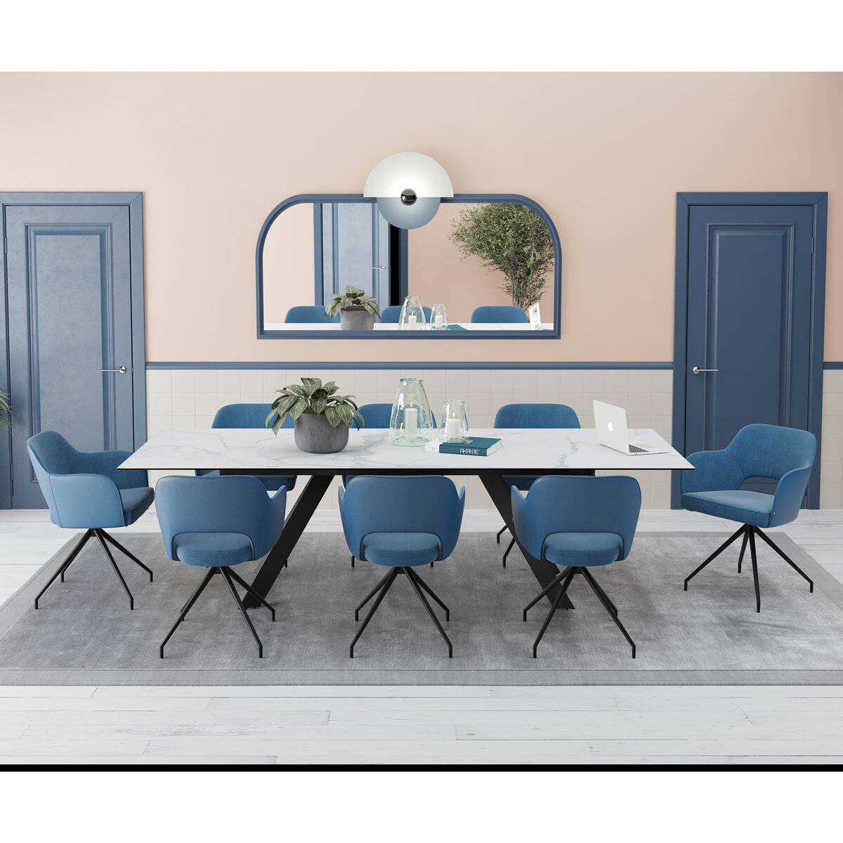 AKANTE Chicago Blue Swivel Dining Chair, 2 Pack