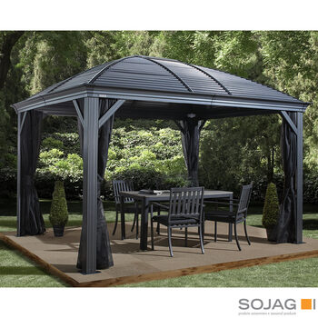 Sojag Moreno 10ft x 12ft (3.04 x 3.65m) Aluminium Frame Sun Shelter with Galvanised Steel Roof + Insect Netting