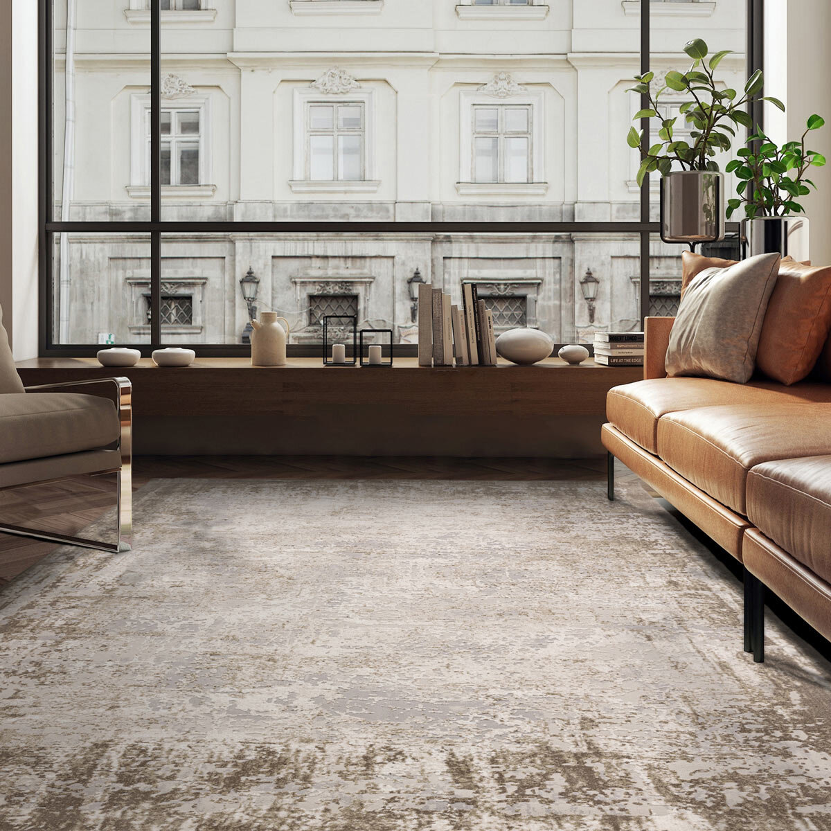 Kuza Border Beige Rug, in 2 Sizes